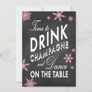 Vinter Möhippa Dags att Dricka Champagne Inbjudningar