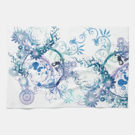 Vinter Mönster. Blå. Turkos. Kökshandduk