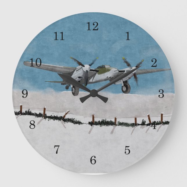 Vinter Mosquito 1944 Vägglås Stor Klocka (Framsida)
