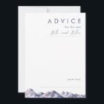 Vinter Mountain Bröllop Advice Card Rådkort<br><div class="desc">Det här Vinterberget bröllop-kortet är precis vad du har tittar för att slutföra ditt enkla, rustiska moody bröllop. Designad med rosa och blå pastellvattenfärg som på ett vackert sätt blandas in i marin och högdagrar som alla är perfekt för en kvällsbild. Det är säkert att på ett vackert sätt föra...</div>