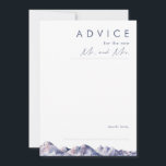 Vinter Mountain Bröllop Advice Card Rådkort<br><div class="desc">Det här Vinterberget bröllop-kortet är precis vad du har tittar för att slutföra ditt enkla, rustiska moody bröllop. Designad med rosa och blå pastellvattenfärg som på ett vackert sätt blandas in i marin och högdagrar som alla är perfekt för en kvällsbild. Det är säkert att på ett vackert sätt föra...</div>