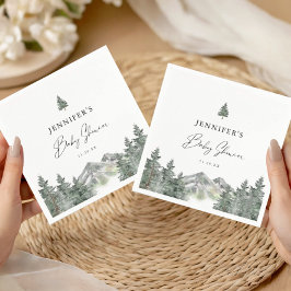 Vinter Mountain Forest Baby Shower Pappersservett