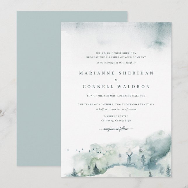 Vinter Mystère I Formal bröllopsinbjudan Inbjudningar (Fram/baksida)