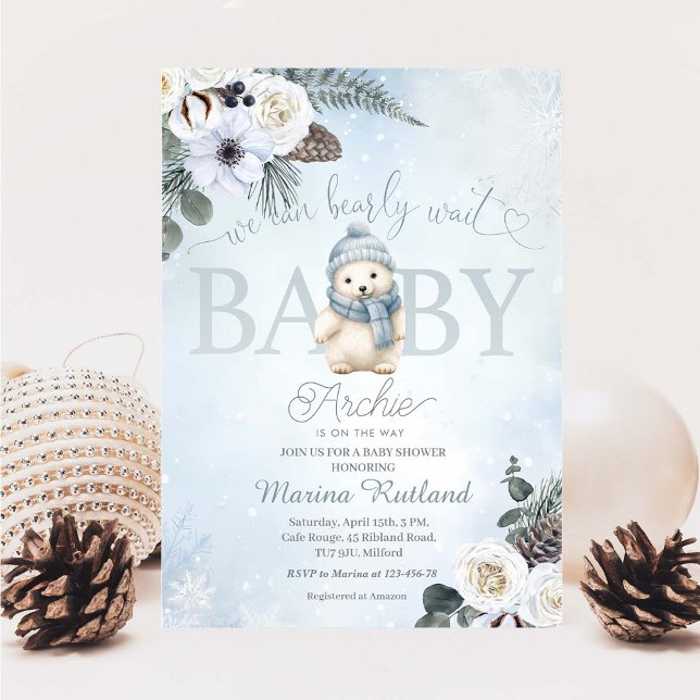 Vinter Nalle Boy Baby Shower Inbjudningar (Skapare uppladdad)