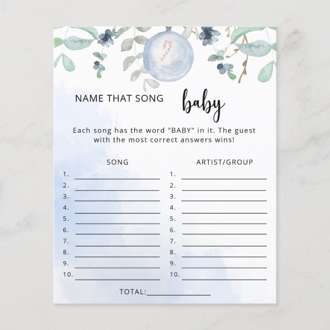 Vinter namn den där sång babyduschspelet (Framsida)