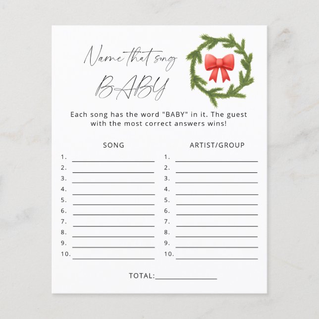 Vinter Namn den där sång babyduschspelet (Framsida)