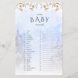 Vinter Namnge Baby Djur Baby Shower Spel