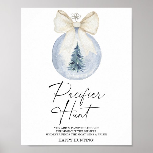 Vinter nappflaskjakt baby shower spel affisch (Framsidan)
