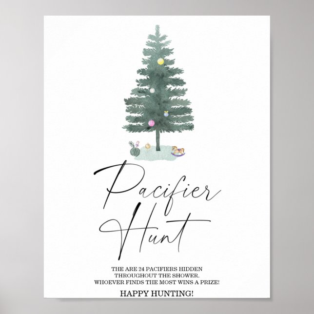 Vinter nappjakt baby shower spel affisch (Framsidan)