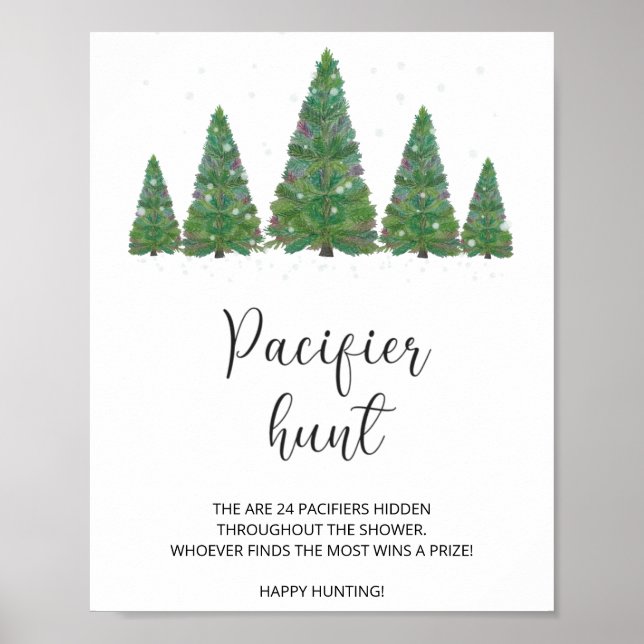 Vinter Nappjakt Skylt. Hitta Nappen Lek  Poster (Framsidan)