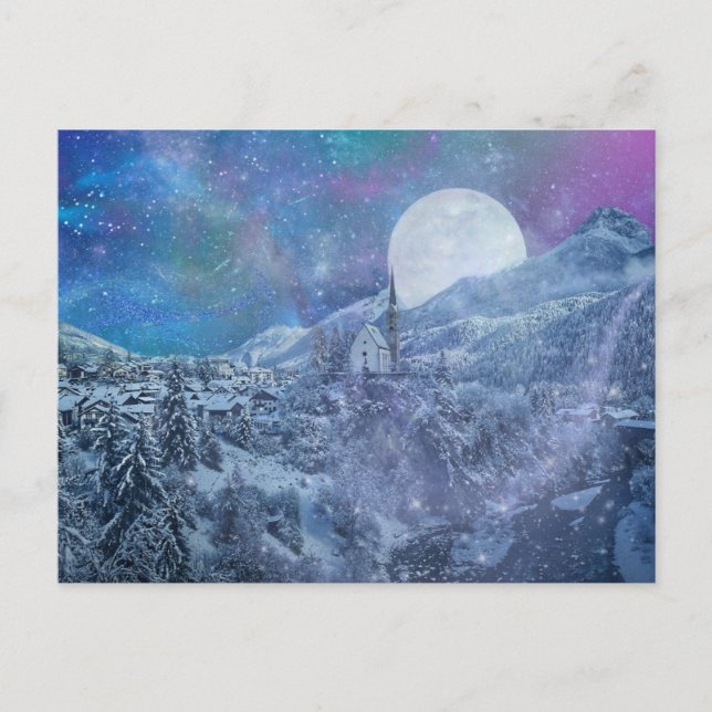 Vinter Natt Helg Vykort (Framsida)