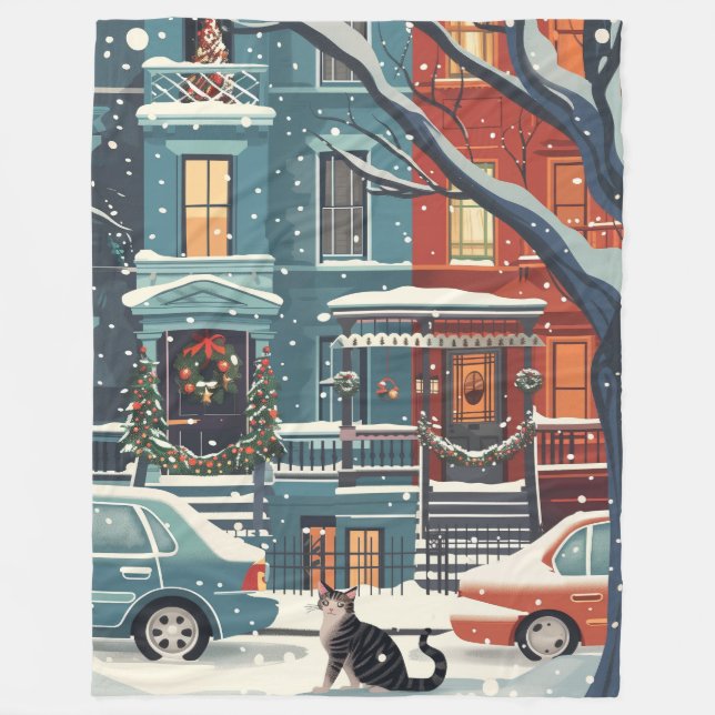 Vinter New York retro  Fleecefilt (Framsidan)