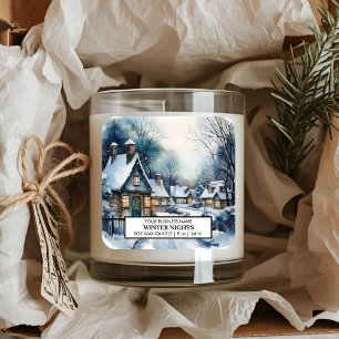 Vinter Nights Candle Mysigt julstuga Fyrkantigt Klistermärke