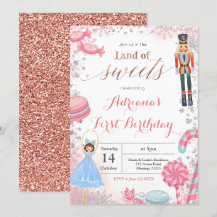 Vinter Nutcracker Land of Sweets Birthday Inbjudningar