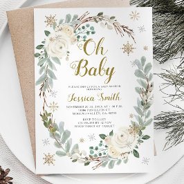 Vinter- och Guld-Baby-juljustrumman Inbjudningar