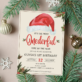 Vinter Oenderful jul Santa Hat Birthday Inbjudningar