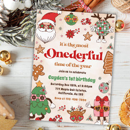 Vinter Oenderful Retro jul 2:a födelsedag Inbjudningar