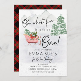 Vinter Oh What roligt jul Sleigh First Birthday Inbjudningar