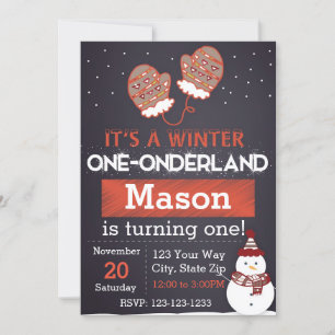 Vinter One-derland (rött) Inbjudningar