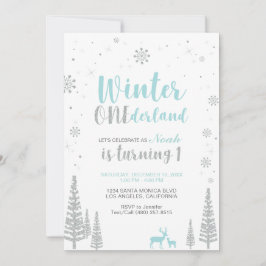 Vinter Onederland 1:a födelsedagsinbjudan - pojke Inbjudningar