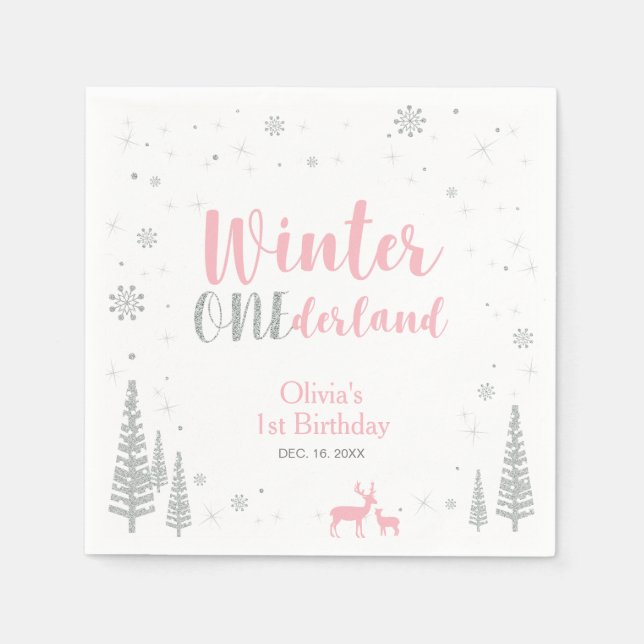 Vinter Onederland 1:a födelsedagspartyt servett (Framsidan)