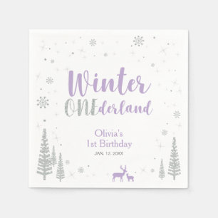 Vinter Onederland 1-års födelsedagsfest Pappersser Pappersservett