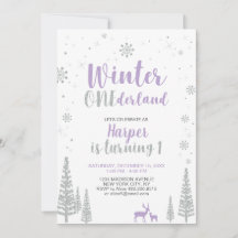 Vinter Onederland 1-års födelsedagsinbjudan - Flic