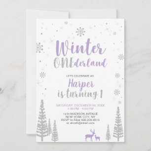 Vinter Onederland 1-års födelsedagsinbjudan - Flic Inbjudningar