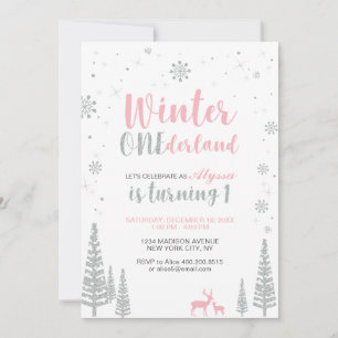 Vinter Onederland 1-års födelsedagsinbjudan - Flic Inbjudningar