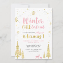 Vinter Onederland 1-års födelsedagsinbjudan - Flic
