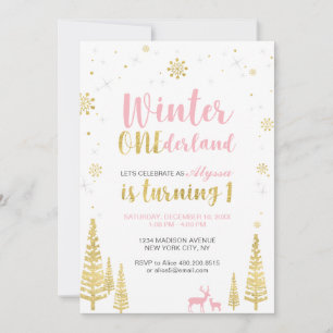 Vinter Onederland 1-års födelsedagsinbjudan - Flic Inbjudningar