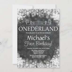 Vinter Onederland 1-års födelsedagsinbjudan Inbjudningar