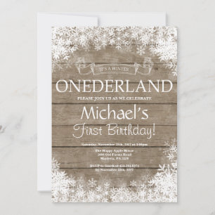 Vinter Onederland 1-års födelsedagsinbjudan Inbjudningar