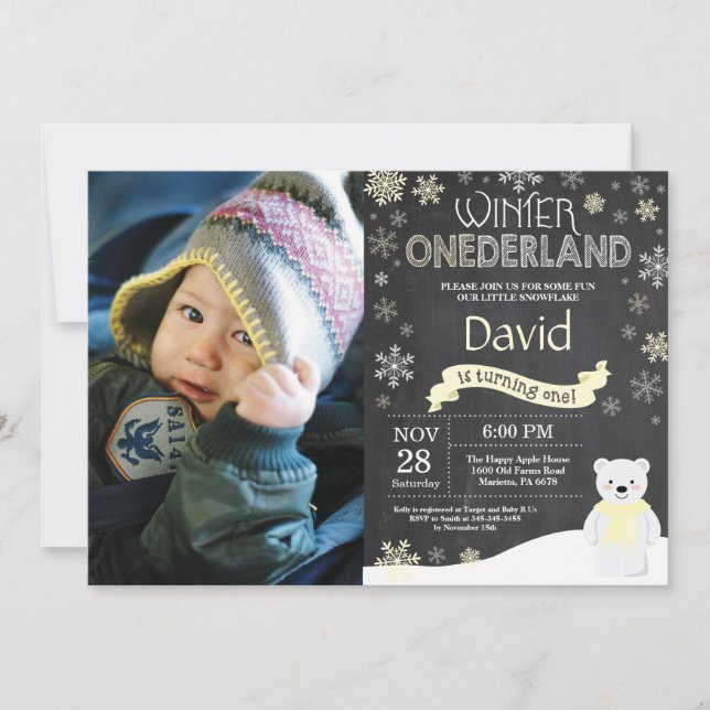 Vinter Onederland 1-års inbjudan (Framsida)