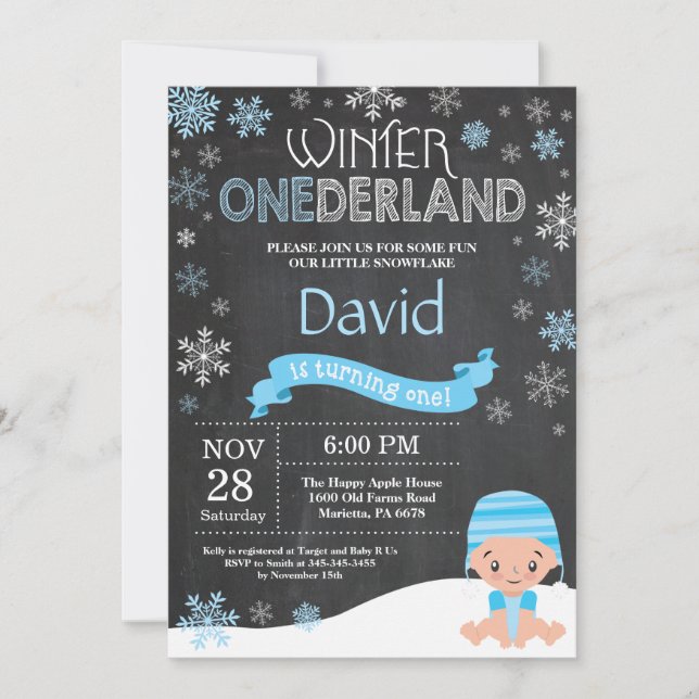 Vinter Onederland 1-års inbjudan (Framsida)