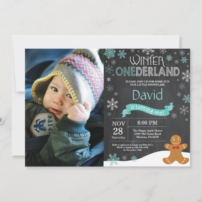 Vinter Onederland 1-års inbjudan (Framsida)