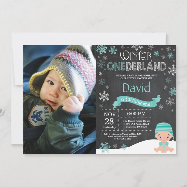 Vinter Onederland 1-års inbjudan (Framsida)