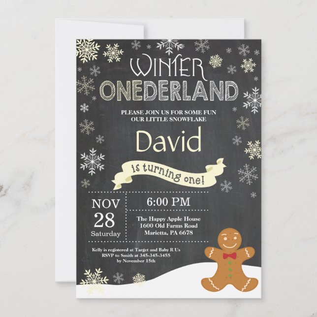 Vinter Onederland 1-års inbjudan (Framsida)