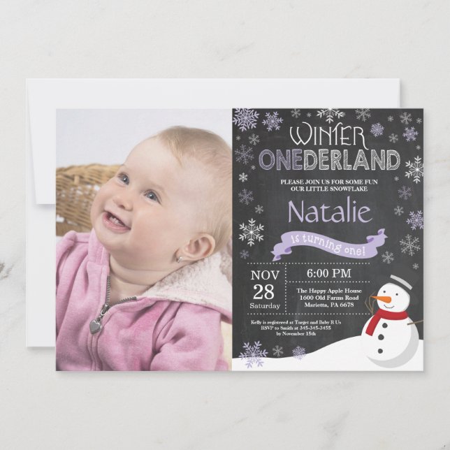 Vinter Onederland 1-års inbjudan (Framsida)