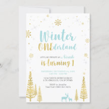 Vinter Onederland 1-års inbjudan - Pojke