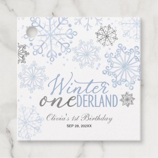 Vinter Onederland 1-årsdag  Gåvor Etiketter (Framsida)