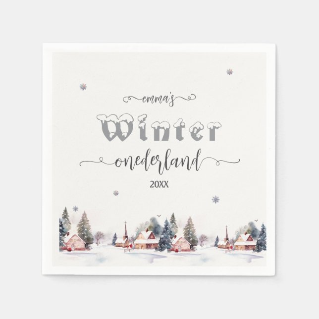 Vinter onederland 1-årsdag pappersservett (Framsidan)
