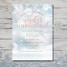 Vinter Onederland 1-årsdag Rosa Och Guld