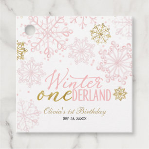 Vinter Onederland 1-årsfest Gåvor Etiketter