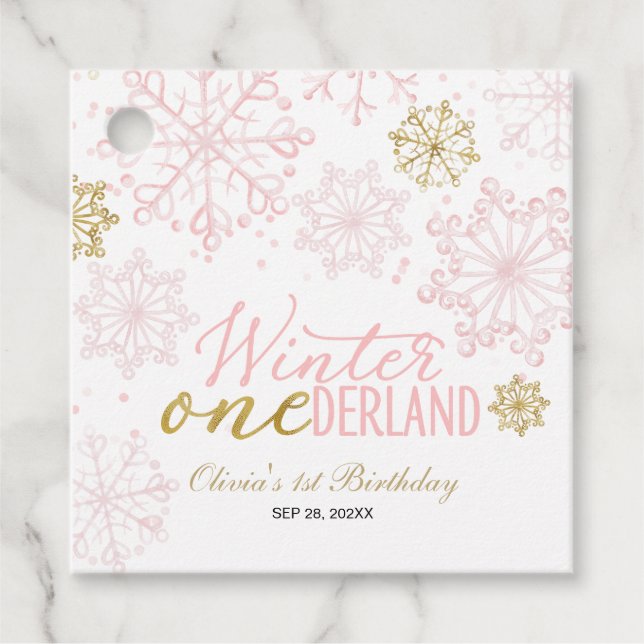 Vinter Onederland 1-årsfest  Gåvor Etiketter (Framsida)