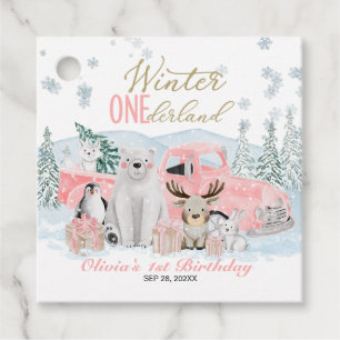 Vinter Onederland Arktisk Djur Flicka 1-årsdag Gåvor Etiketter