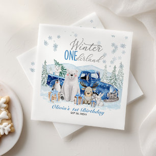Vinter Onederland Arktisk Djur Pojke 1-årsdag Pappersservett