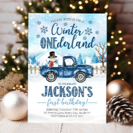 Vinter Onederland Birthday bjudande, pojke Inbjudningar