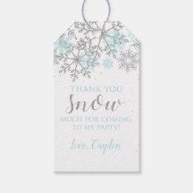Vinter Onederland Blå och Silver Snöflinga Etikett