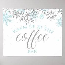 Vinter Onederland blå Snöflinga Kaffeskylt Poster